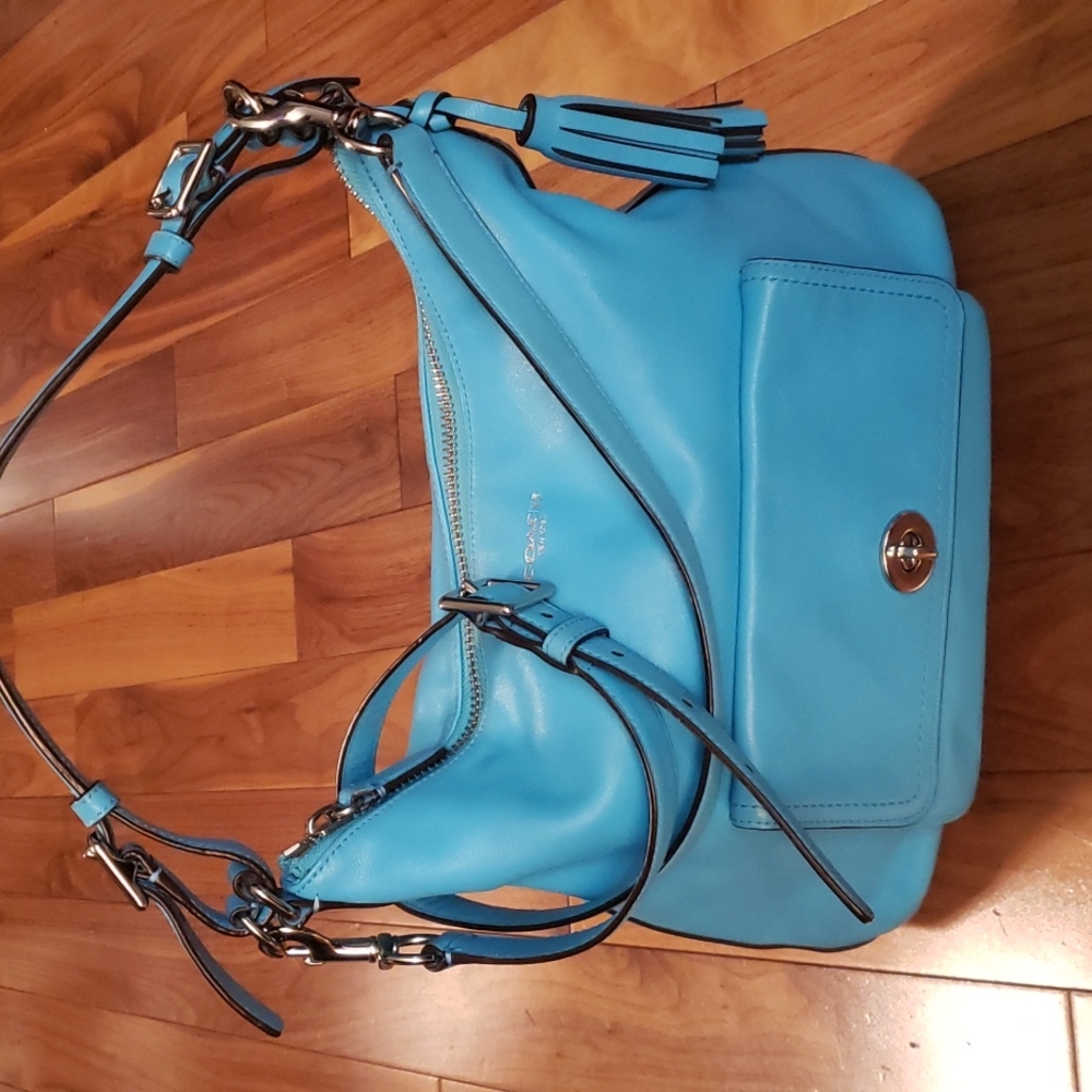 Coach Vibrant Blue Hobo Bag with Tassel